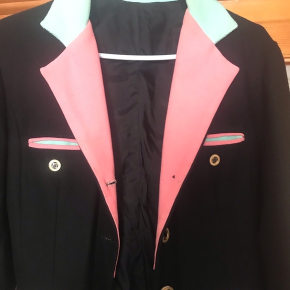 Black with pink and green custom made long blazer - Picture 3 of 5